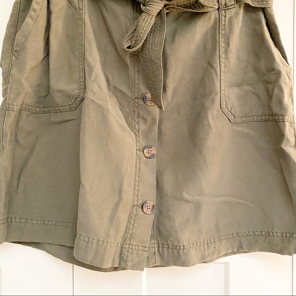 Maurices Button Front Paperbag Skirt army green cotton lyocell blend size 12 - Picture 2 of 7